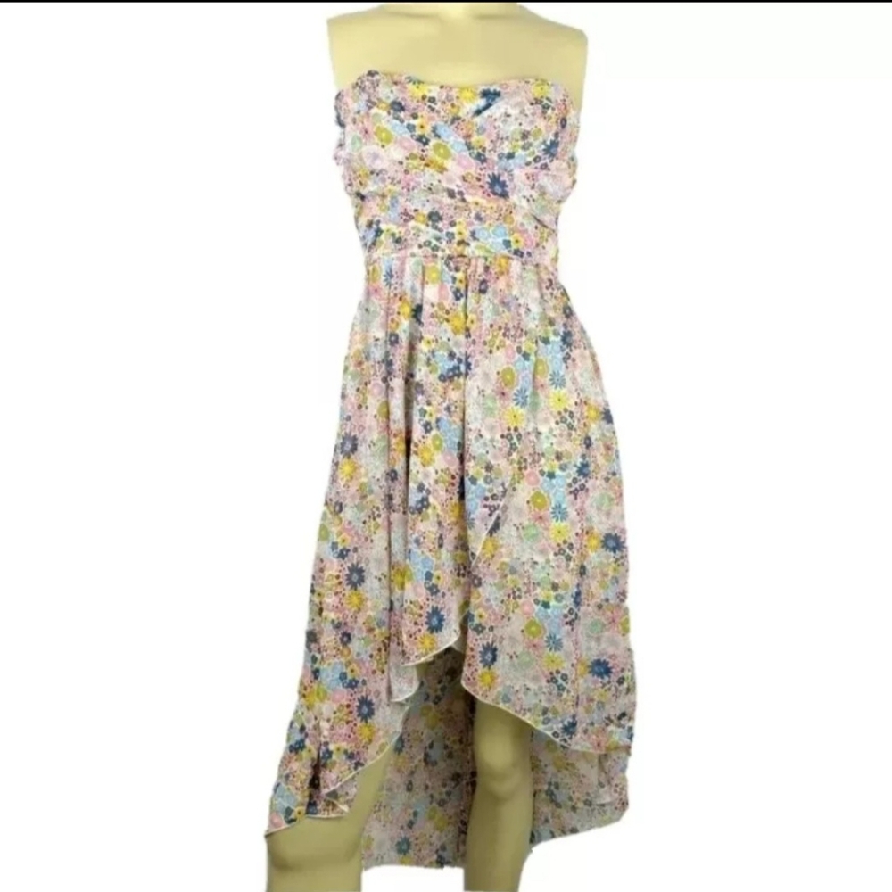 SPEECHLESS high-low strapless floral spring summer dress Womens Junior size 7
